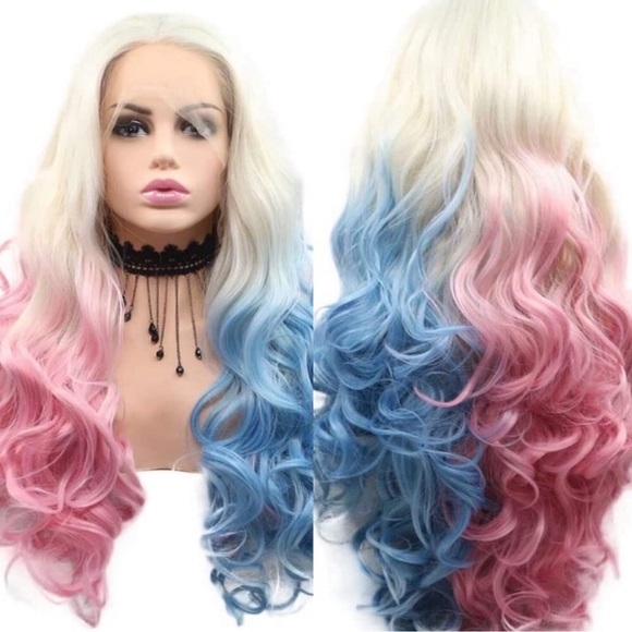 🆕 22” HARLEY QUINN Unicorn BLONDE OMBRE BODY WAVY WIG *NEW* - Picture 2 of 6